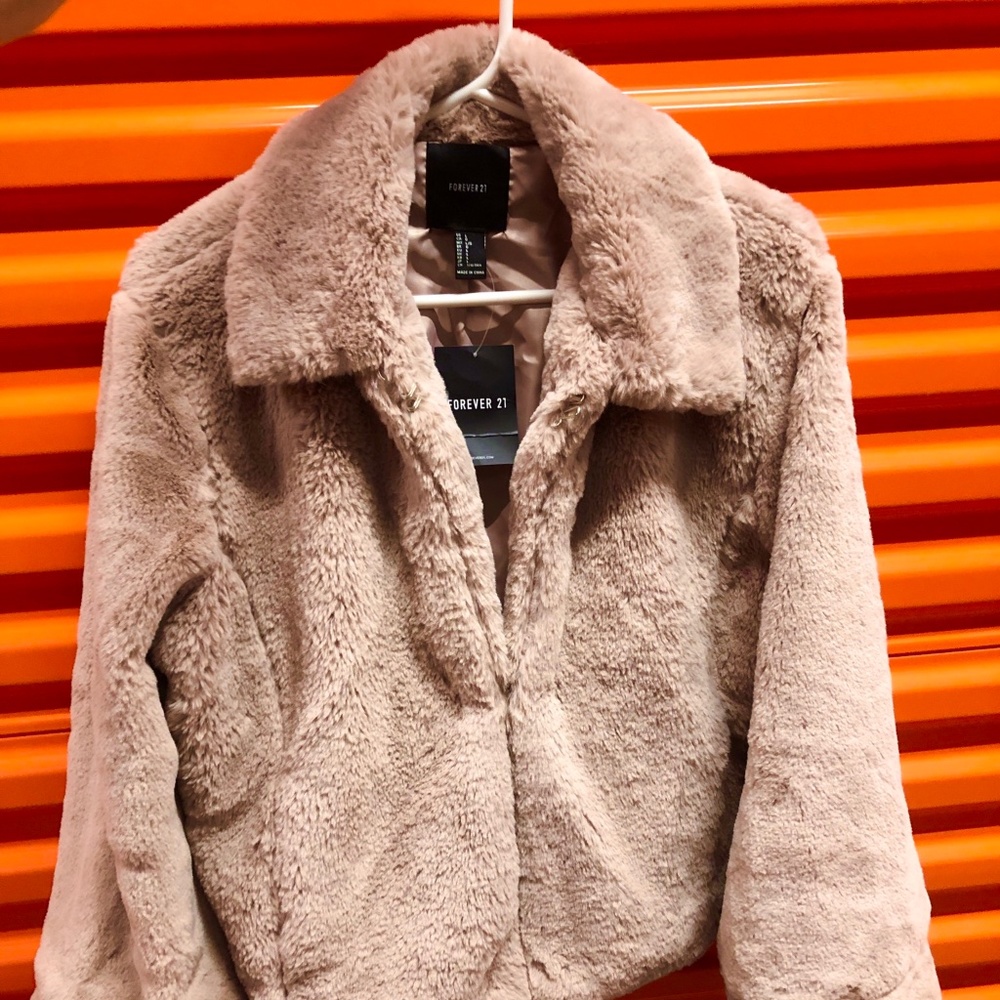 Faux Fur Cozy Blush Pink Jacket, L, NWT